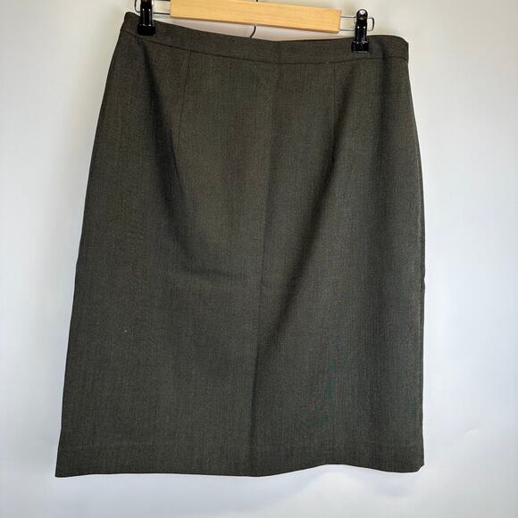 Banana Republic Hunter Green Pleated Button Pencil Skirt Womens Size 10 Office - Picture 7 of 15